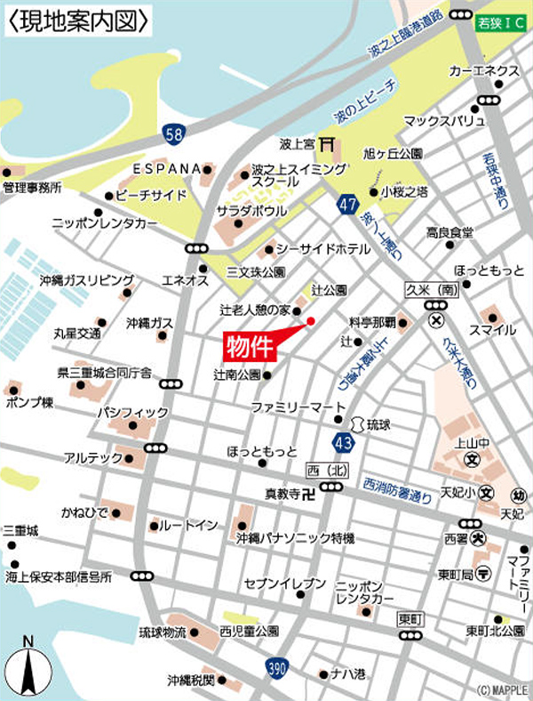 BiBi Hotel 波之上 現地案内図